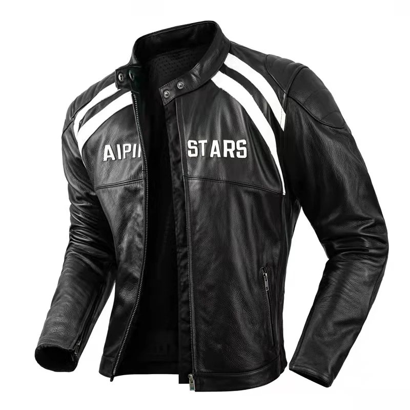 Men's Leather Biker Jacket Ret - Riding Jacket Leather reseña y precio