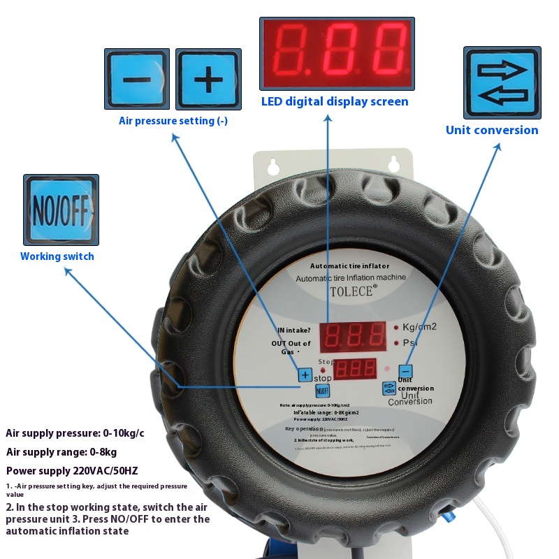 Fully Automatic Car Tire Infla - Tyre Pressure Gauge reseña y precio