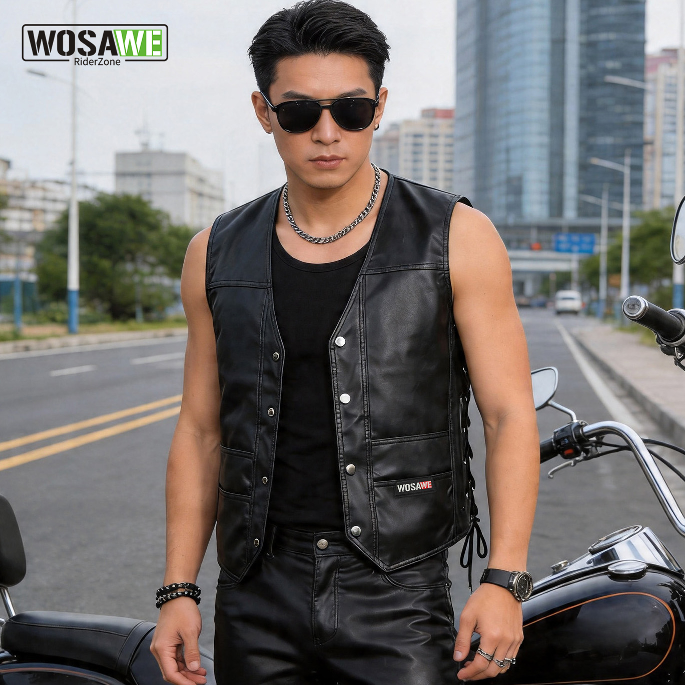 WOSAWE Men's Motorcycle Biker  - Riding Jacket Leather reseña y precio