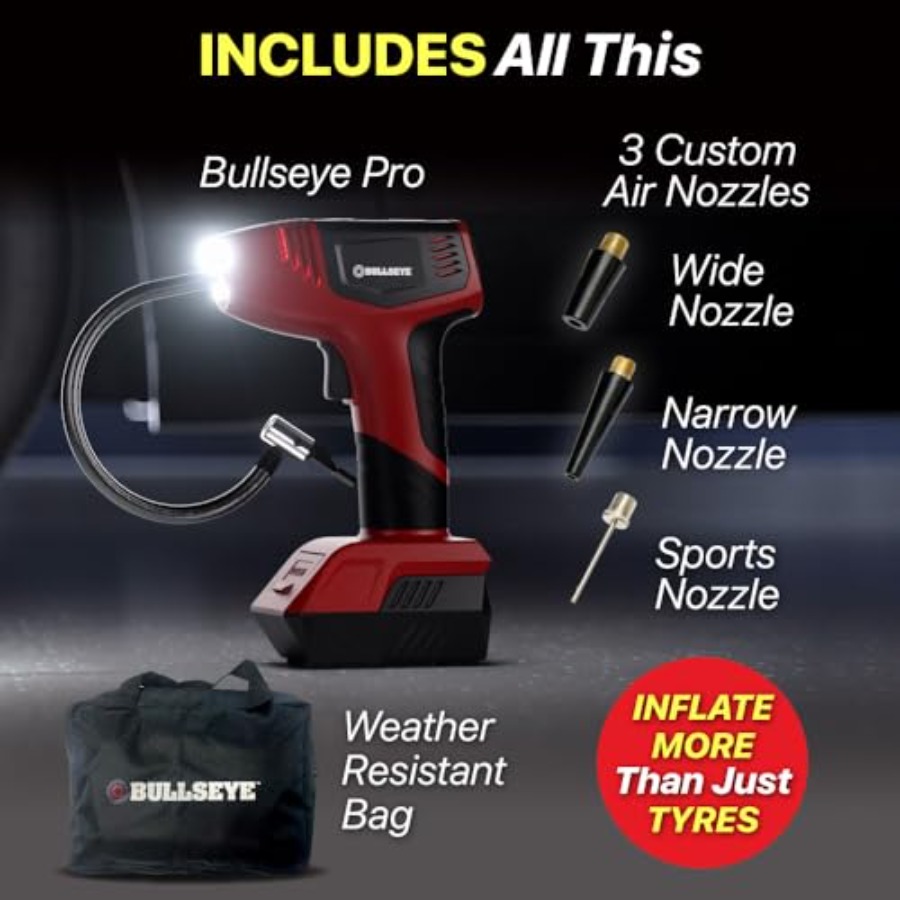 BULLSEYE PRO Tire Inflator wit - Tyre Pressure Gauge reseña y precio