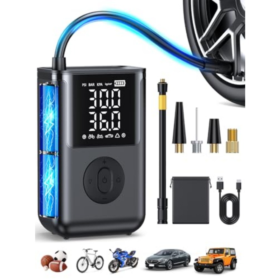 Tire Inflator Portable Air Com - Tyre Pressure Gauge reseña y precio