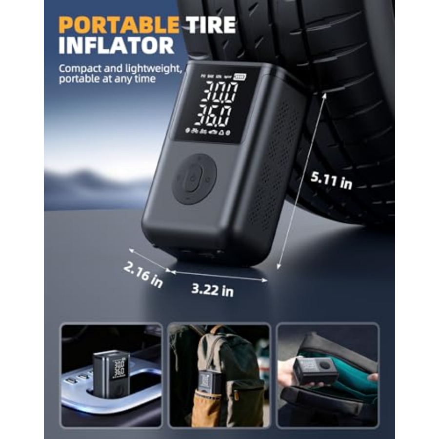 Tire Inflator Portable Air Com - Tyre Pressure Gauge reseña y precio