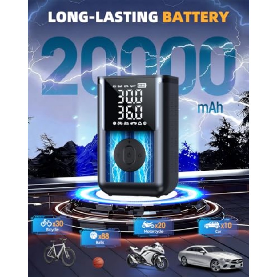 Tire Inflator Portable Air Com - Tyre Pressure Gauge reseña y precio