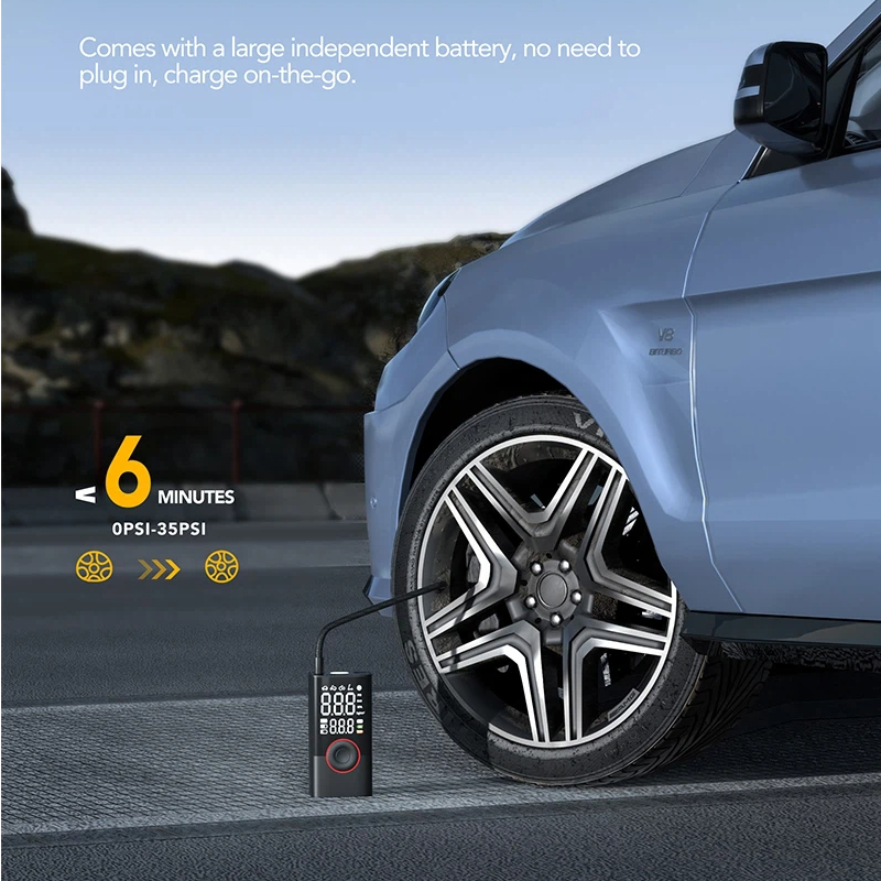 Rechargeable Air Pump Tire Inf - Tyre Pressure Gauge reseña y precio