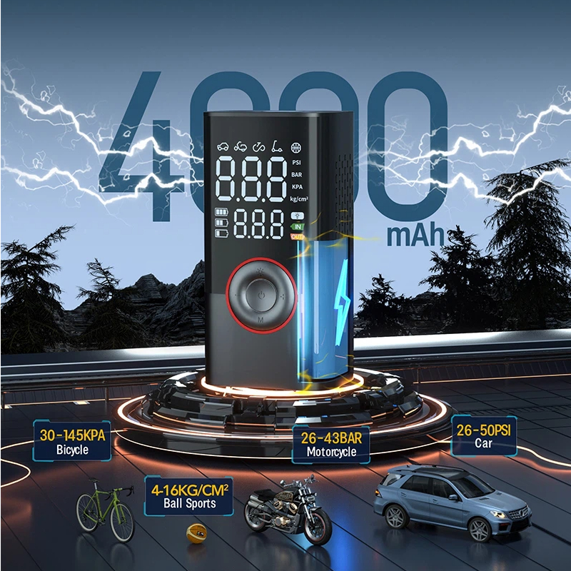 Rechargeable Air Pump Tire Inf - Tyre Pressure Gauge reseña y precio