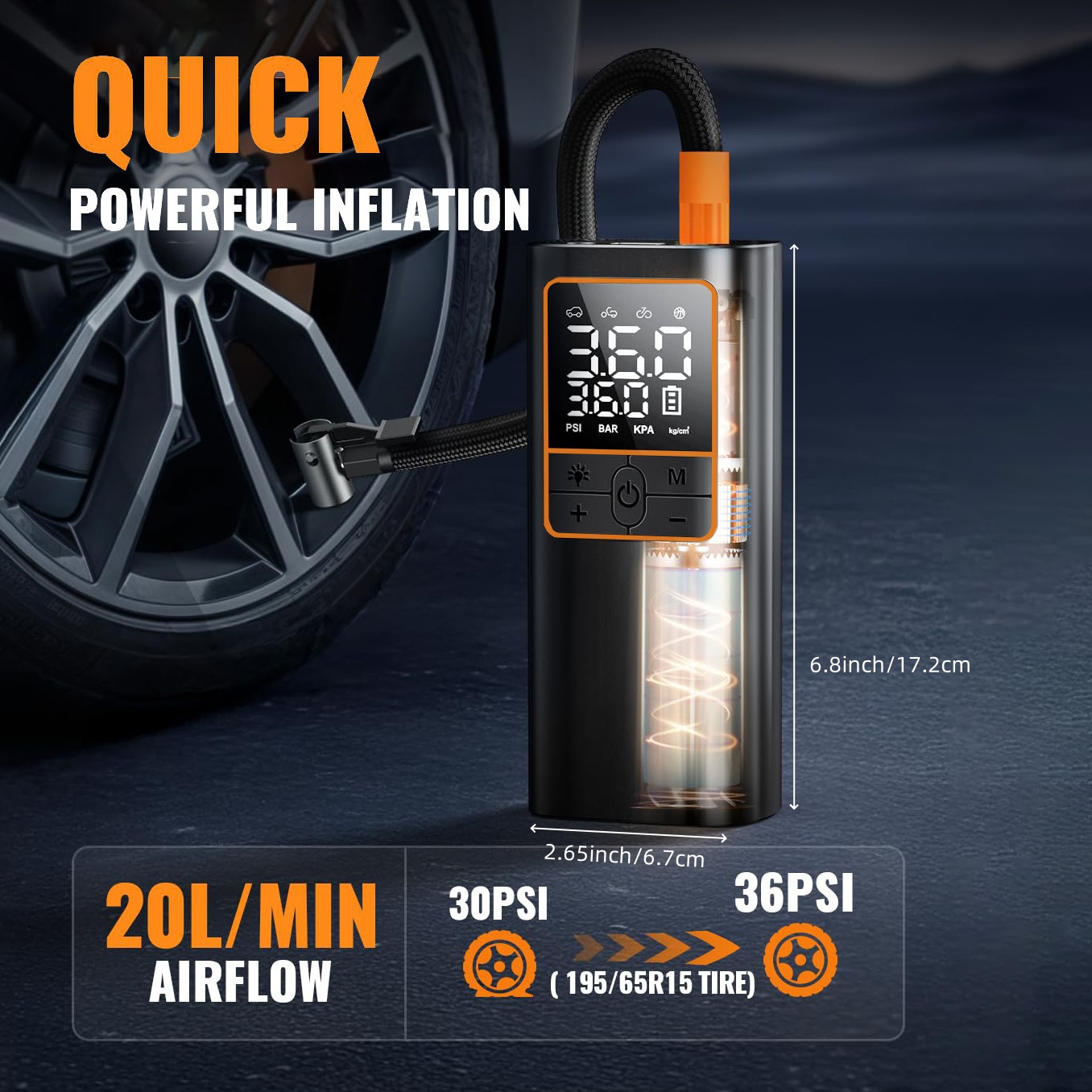 Tire Inflator Portable Air Com - Tyre Pressure Gauge reseña y precio