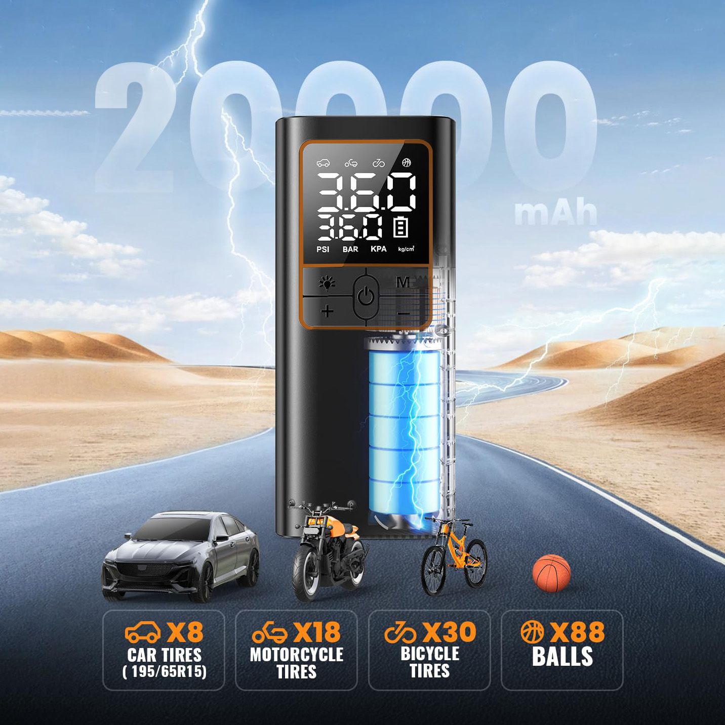 Tire Inflator Portable Air Com - Tyre Pressure Gauge reseña y precio