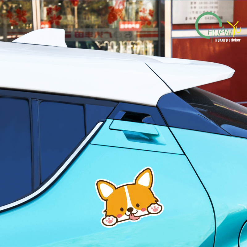 Car Cartoon Car Sticker Corgi  - Motorcycle Gear Helmets reseña y precio