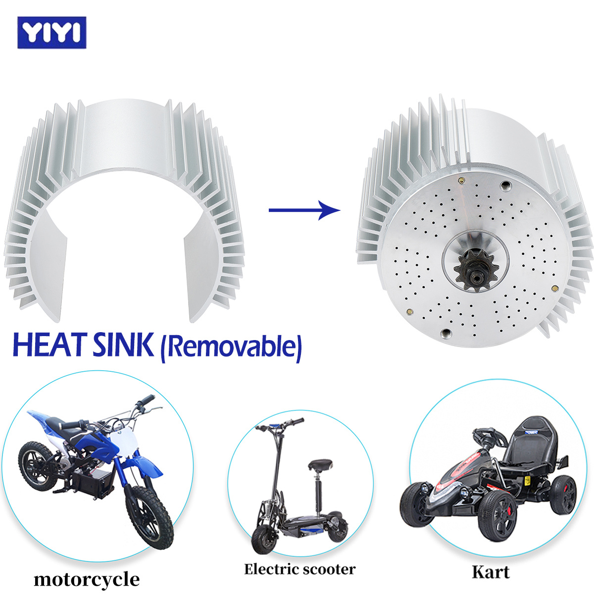 72V 3000W Motor with Heat Sink - Motorcycle Gear Hub reseña y precio