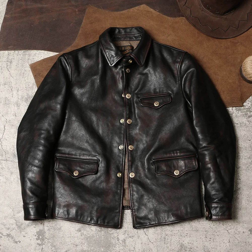YR!Free shipping.Men Deep brow - Riding Jacket Leather reseña y precio