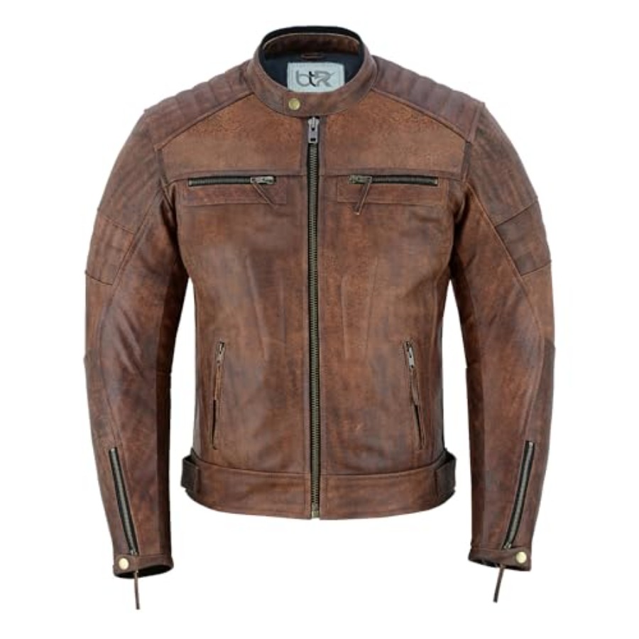 Men's Leather Motorcycle Jacke - Riding Jacket Leather reseña y precio